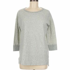 James Perse Gray Stripe 3/4 Sleeve Scoop Neck Tee | Size 2 (Medium)